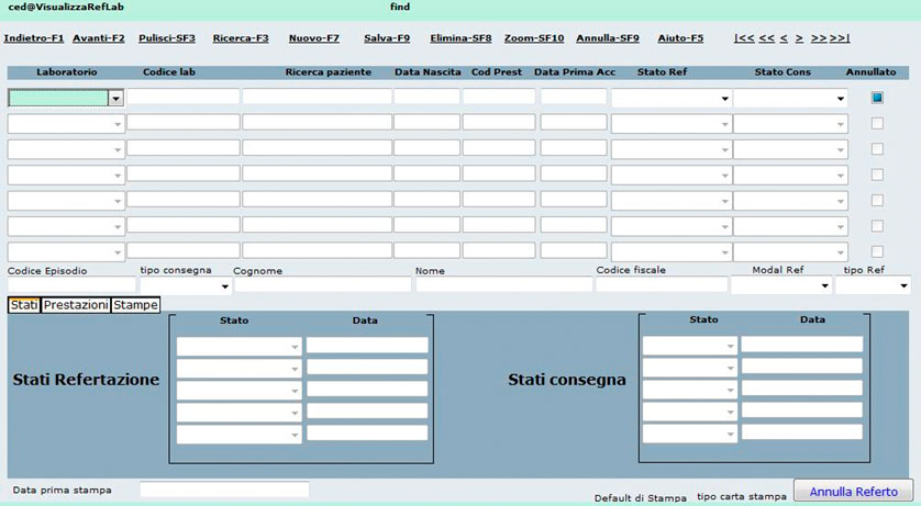 Esempio di visualizzazione referti